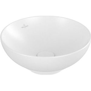 Villeroy & Boch Loop & friends opzetwastafel 38cm rond met overloop CeramicPlus stone white 4A4500RW