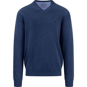 Fynch Hatton - V-Hals Trui - Donkerblauw - 100% Katoen - Regular Fit
