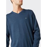 Fynch Hatton - V-Hals Trui - Donkerblauw - 100% Katoen - Regular Fit
