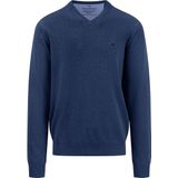 Fynch Hatton - V-Hals Trui - Donkerblauw - 100% Katoen - Regular Fit