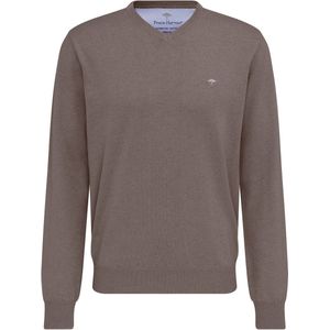 Fynch Hatton - V-hals Trui - Bruin - 100% Katoen - Regular Fit