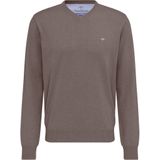 Fynch Hatton - V-hals Trui - Bruin - 100% Katoen - Regular Fit