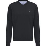 Fynch Hatton - V-hals Trui - Zwart - 100% Katoen - Regular Fit