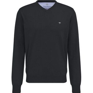 Fynch Hatton - V-hals Trui - Zwart - 100% Katoen - Regular Fit
