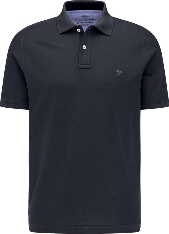 Fynch Hatton - Korte Mouw Poloshirt - Katoen - Casual Fit - Blauw