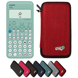Casio fx-92 Collège inclusief een WYNGS beschermhoes in rood en uitgebreide garantie van CALCUSO (speciaal voor Frankrijk)
