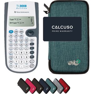 TI-30XB MultiView inclusief een WYNGS beschermhoes in turkoois en uitgebreide garantie van CALCUSO