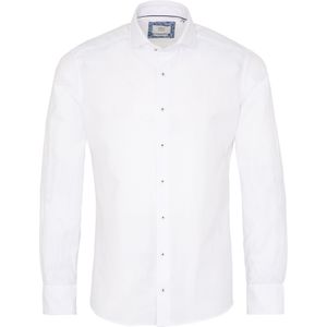 ETERNA - Slim Fit Overhemd - Blauw - Twill Weving - Lange Mouwen