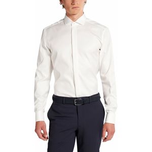 Eterna - Slim Fit Overhemd - Blauw - Twill - Lange Mouwen