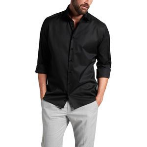 ETERNA - Modern Fit - Overhemd - Zwart - 100% Katoen - Strijkvrij