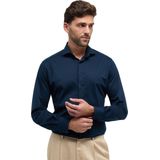 ETERNA - Modern Fit Overhemd - Donkerblauw - Jersey - Strijkvriendelijk