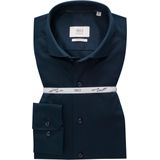 ETERNA - Modern Fit Overhemd - Donkerblauw - Jersey - Strijkvriendelijk