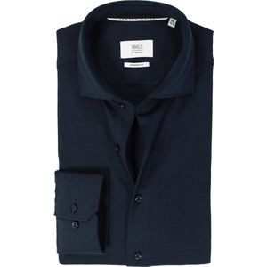 ETERNA - Modern Fit Overhemd - Donkerblauw - Jersey - Strijkvriendelijk