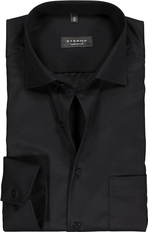 ETERNA - Overhemd - Zwart - 100% Katoen - Kent Kraag