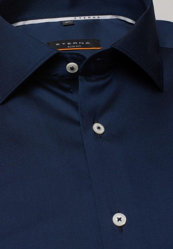 ETERNA - Slim Fit Overhemd - Blauw - Lyocell - Strijkvriendelijk