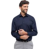 ETERNA - Blauw Effen Overhemd - 100% Katoen - Kent Kraag - Lange Mouwen