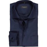 ETERNA - Blauw Effen Overhemd - 100% Katoen - Kent Kraag - Lange Mouwen