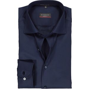 ETERNA - Modern Fit Overhemd - Donkerblauw - Katoen - Strijkvrij