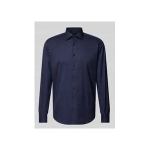 ETERNA - Modern Fit Overhemd - Twill - Donkerblauw - Strijkvrij