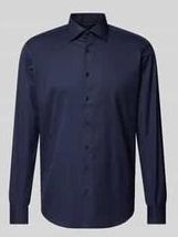 ETERNA - Modern Fit - Overhemd - Donkerblauw - 100% Katoen - Strijkvrij