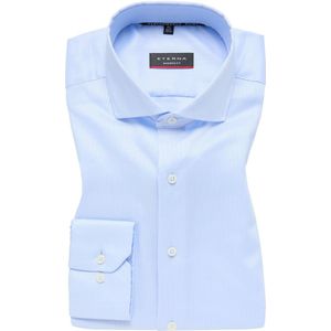 ETERNA - Blauw Effen Overhemd - Lyocell Katoen - Haifisch Kraag - Lange Mouwen