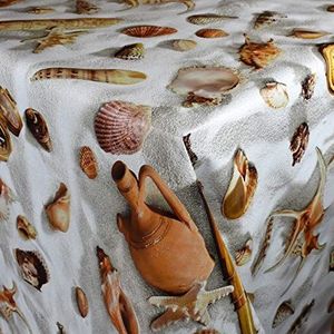 Kevcus tafelzeil tafelkleed metergoed C147090 zeester zand schelpen selecteerbaar in vierkant rond ovaal 140 x 260 cm eckig multicolor