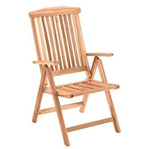 Möbilia tuinstoel van teakhout | rugleuning verstelbaar | opvouwbaar | B 57 x D 73 x H 104 cm | natuur | 11020004 | Serie GARTEN - beige Massief hout 11020004