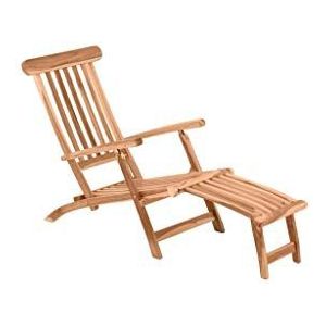 Möbilia Teak Tuinligstoel | Ligstoel met afneembare voetsteun | 4 ligstanden | B58,5 x D149 x H87 cm | naturel - beige Massief hout 11020008
