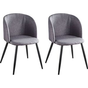 Möbilia fauteuil set van 2 | stoffen bekleding | stalen poten | B 63 x D 53 x H 84 cm | lichtgrijs-zwart | 18020000 | Serie STUHL - grijs Textiel 18020000