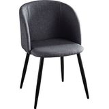 Möbilia Eetkamerstoelen, set van 2, stof, staal, bekleding donkergrijs, poten zwart gepoedercoat, zitbreedte 52,5 cm, zitdiepte 46,5 cm, zithoogte 45,5 cm