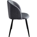 Möbilia Eetkamerstoelen, set van 2, stof, staal, bekleding donkergrijs, poten zwart gepoedercoat, zitbreedte 52,5 cm, zitdiepte 46,5 cm, zithoogte 45,5 cm