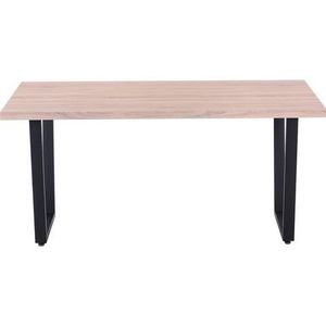 Möbilia eettafel 160 x 90 cm | blad MDF 40 mm | metalen onderstel | B 160 x D 90 x H 75 cm | naturel-zwart | 12020034 | TISCH serie - beige Hout 12020034