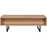 Moebilia Salontafel TV Lowboard, MDF met eiken decor, poten metaal, naturel, zwart, 110x55x38cm