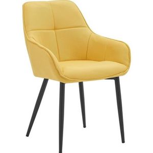 Möbilia fauteuil | hoes linnen | metalen frame | gewatteerde rug | B 55 x D 46 x H 86 cm | geel-zwart | 10020019 | Serie STUHL - meerkleurig Multi-materiaal 10020019