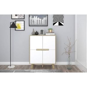 LaNatura commode, spaanplaat met melamine gecoat, gelakte laden, poten MDF, natuur, wit, normaal