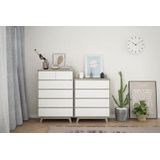 MOEBILIA commode, spaanplaat gelamineerd, laden melamine gecoat, poten MDF, natuur, wit, normaal