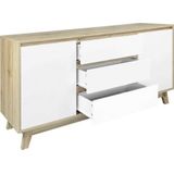 MOEBILIA Sideboard, spaanplaat gelamineerd, laden melamine gecoat, poten MDF, natuur, wit, normaal