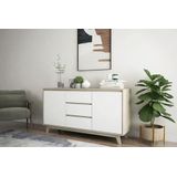 MOEBILIA Sideboard, spaanplaat gelamineerd, laden melamine gecoat, poten MDF, natuur, wit, normaal