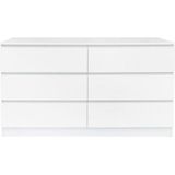 Möbilia dressoir hoogglans wit | 6 laden | spaanplaat + MDF | B 120 x D 39,5 x H 73 cm | 27020007 | Serie SIDEBOARD - wit Multi-materiaal 27020007