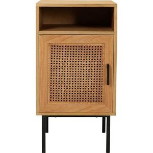 Möbilia nachtkastje met rotanfront | 1 deur, 1 open vak | MDF + metaal | B 40 x D 39 x H 76 cm | naturel - zwart - meerkleurig Multi-materiaal 28020000