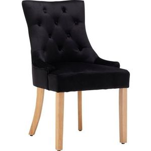 Möbilia stoel | set van 2 | fluwelen hoes | B 56 x D 63 x H 91 cm | zwart - zwart Multi-materiaal 30020001
