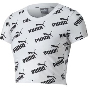 PUMA - Amplified AOP Fitted Tee - Dames Shirt - Puma White - Katoen 95% - Elastaan 5%