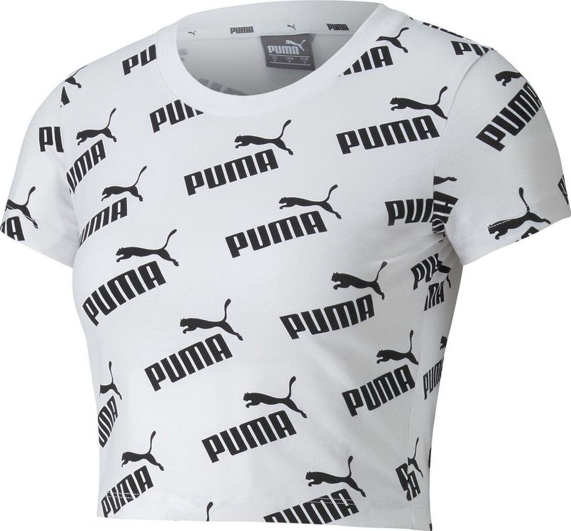 PUMA - Amplified AOP Fitted Tee - Dames Shirt - Puma White - Katoen 95% - Elastaan 5%