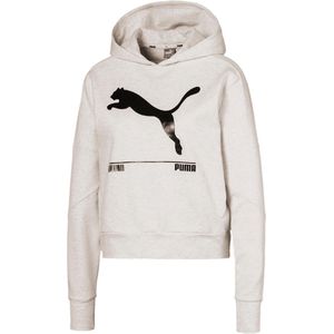 PUMA Nu Tility Hoody - Sporttrui - Puma White Heather - Katoen/Elastaan - Met Capuchon