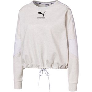 PUMA - Nu Tility Crew Sweat - Dames Sporttrui - Puma White Heather - Katoen 99%