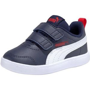 PUMA uniseks-kind Courtflex V2 V Inf Sneaker, Blauw Peacoat High Risicoved Red, 24 EU