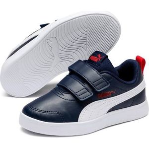 PUMA Courtflex V2 V Ps Sneaker uniseks-kind, PEACOAT-HIGH RISK RED, 35 EU