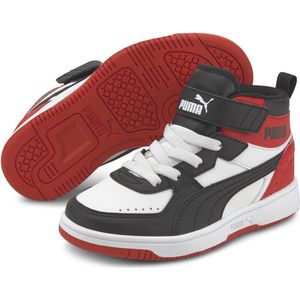 PUMA Rebound Joy AC PS Sneakers voor kinderen, uniseks, Wit Zwart Rood, 29 EU