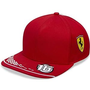 Officiële Formule 1 Merchandise - Scuderia Ferrari 2020 - Charles Leclerc Flatbrim Team Cap Kids - Teamlogo - Coureurnummer 16 - Rood - One size