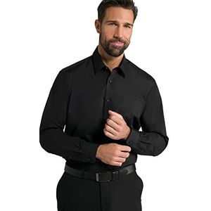 JP 1880 Heren grote maten Menswear L-8XL tot 8XL, hemd, businesshemd, bovendeel, strijkvrij, Kent kraag & borstzak, Comfort Fit, katoen 713989, zwart, 4XL